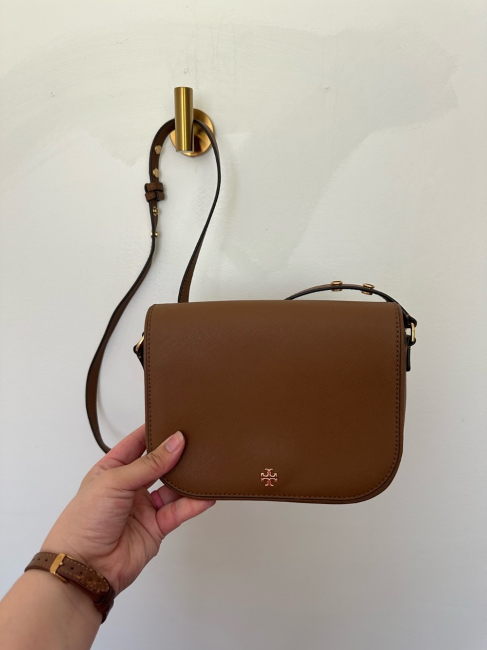 Tory Burch Emerson Crossbody & Shoulder Bag in Moose Brown EUC